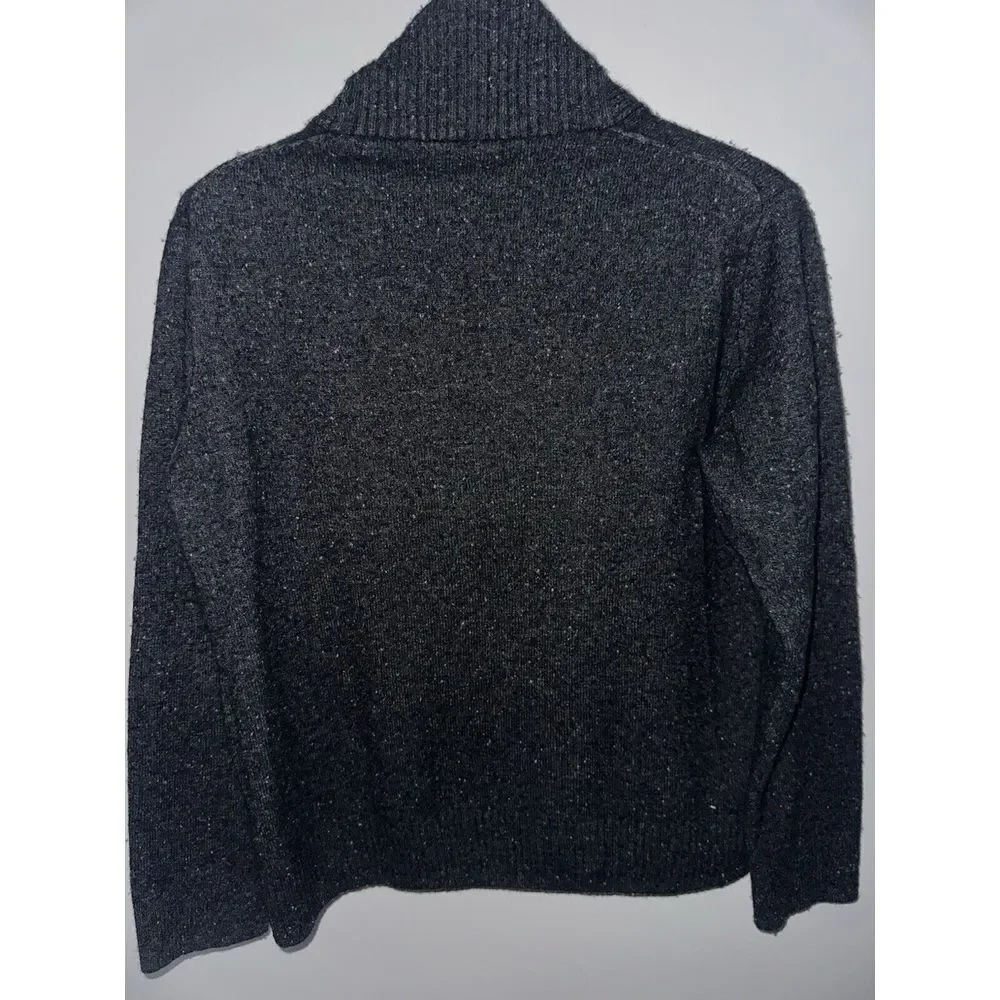 J. Crew‎ Sweater XL Rugged Merino Wool Two-button Shawl Collar Pullover Speckled